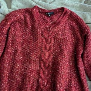 Adrienne Vittadini V-Neck Red Sweater
